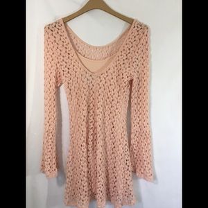 Mimi Chica Millennial Pink Lined Lace Dress LGE